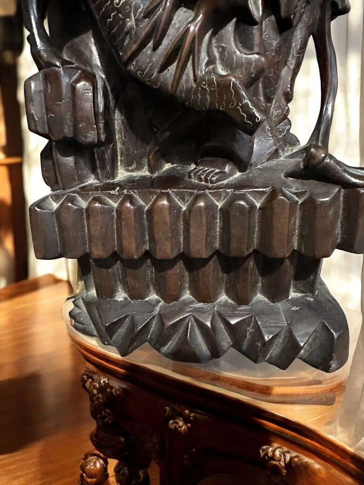 Hand Carved Wood And Polychrome, China, Early 20th Century, Asian Art Figure 17” photo vintage