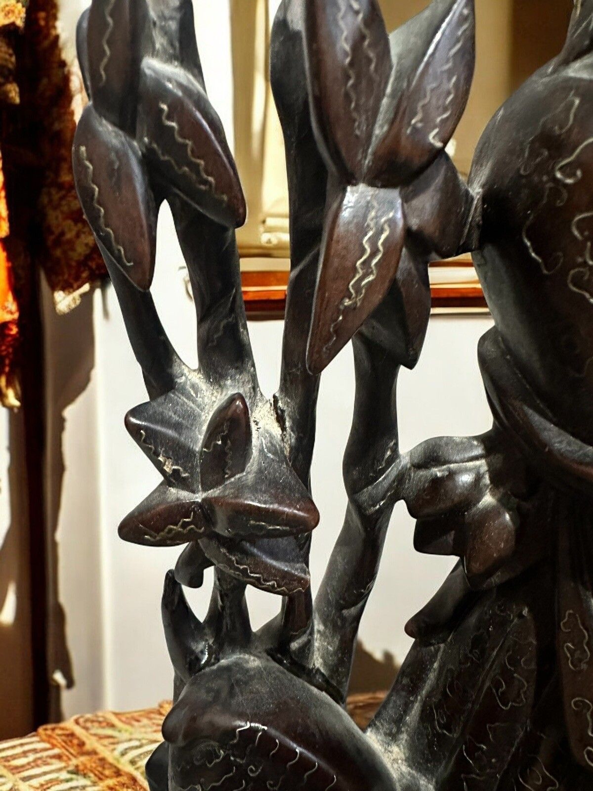 photo for sale Hand Carved Wood And Polychrome, China, Early 20th Century, Asian Art Figure 17”