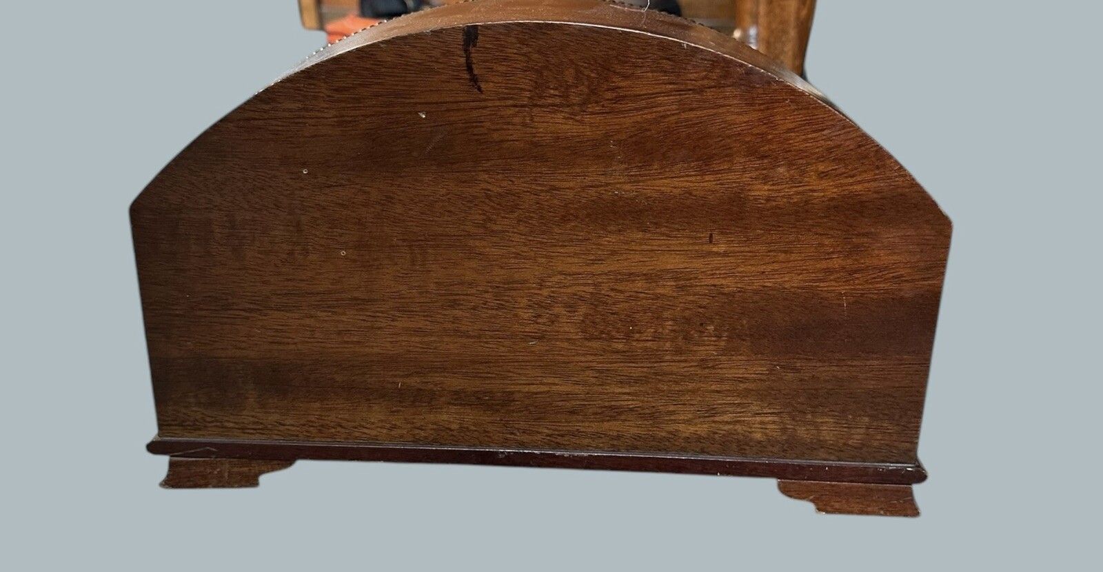 photo furniture Edwardian Harrods Of London Inlaid Half Moon Mantle Timepiece Clock