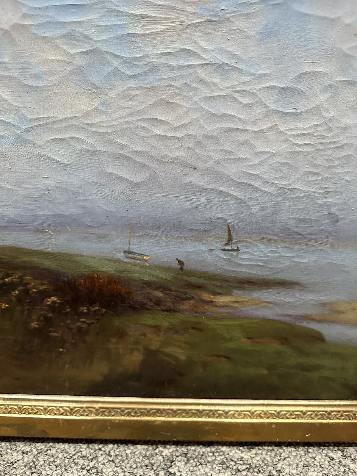 19th Century English Original Oil On Canvas By H B Scott “ Afisherman’s Cut” photo vinterior