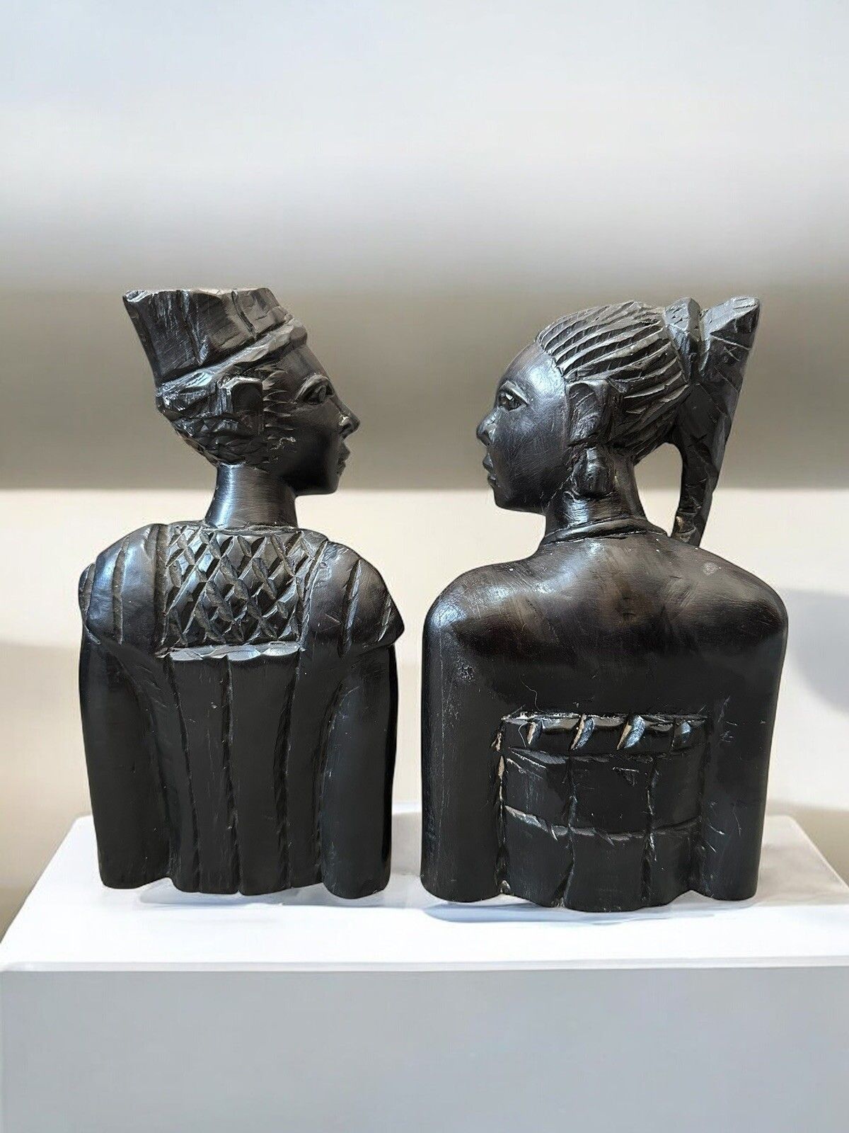 Antique Pair Of African Hand Carved Busts Bookends Fantastic Carving photo Home Decor