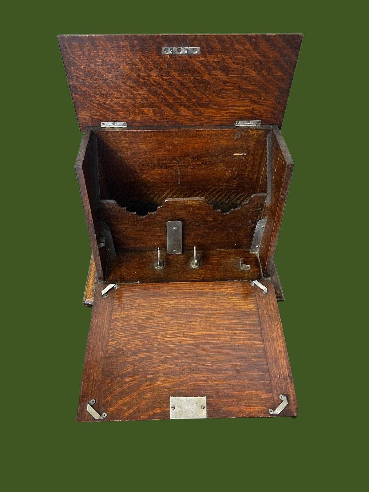 Antique Victorian Campaign Desk Letter Holder Stationery Writing Box Wooden photo 95.0