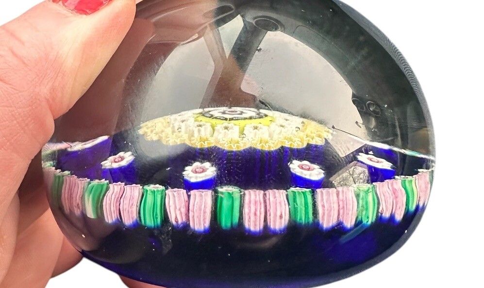 Crieff Scotland Pertshire Millefiori Glass Paperweight 3” photo for sale