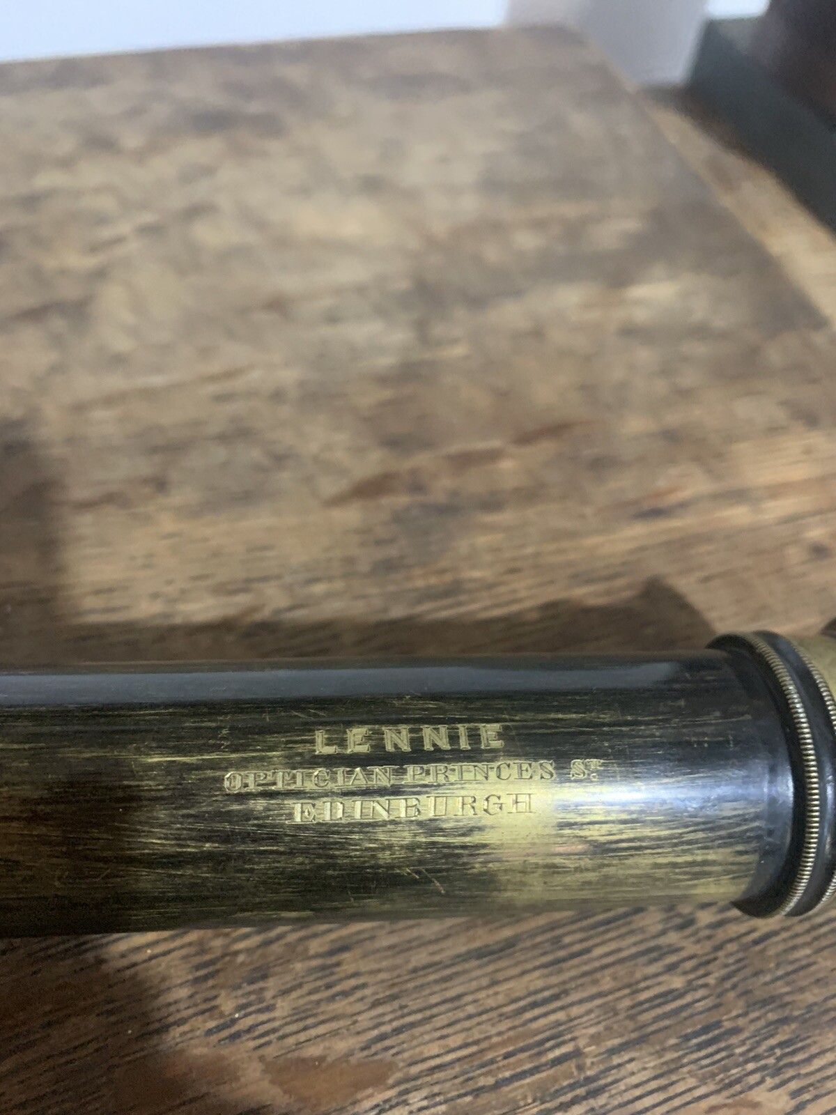 Antique Lennie Edinburgh Brass And Leather  Telescope photo buy