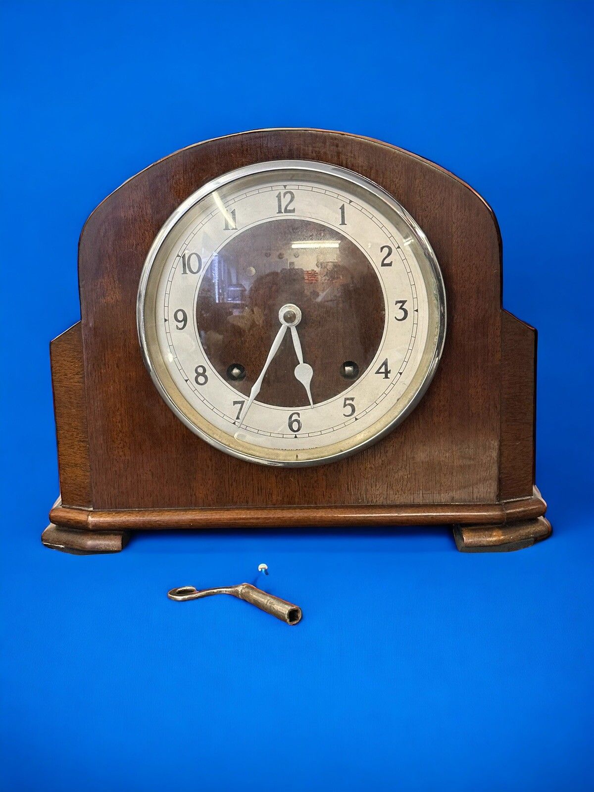 Beautiful Antique Garrard London Oak Mantle Striker Hammer Clock photo vinterior