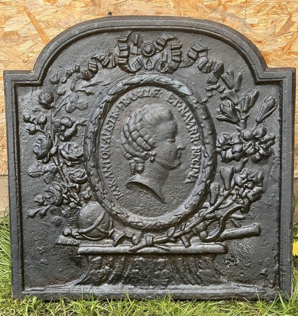 Antique French Cast Iron Fireback French Princess