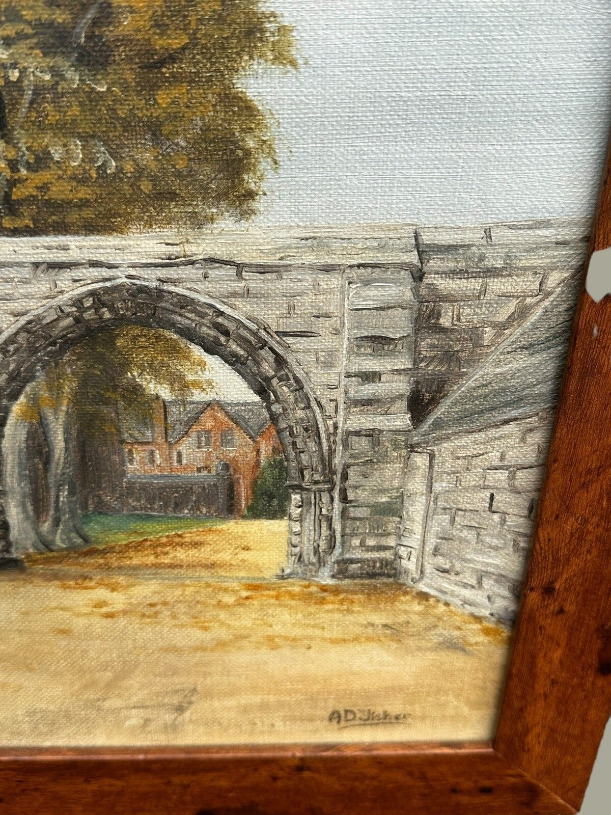 Original Signed Painting  Church Of St Mary De Castro, Leicester 58cm By 48cm photo 85.0