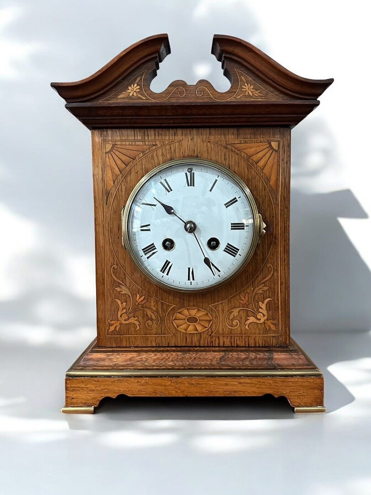 Outstanding Edwardian Inlaid Marquetry French Mantel Clock, Samuel Marti, Paris photo furniture