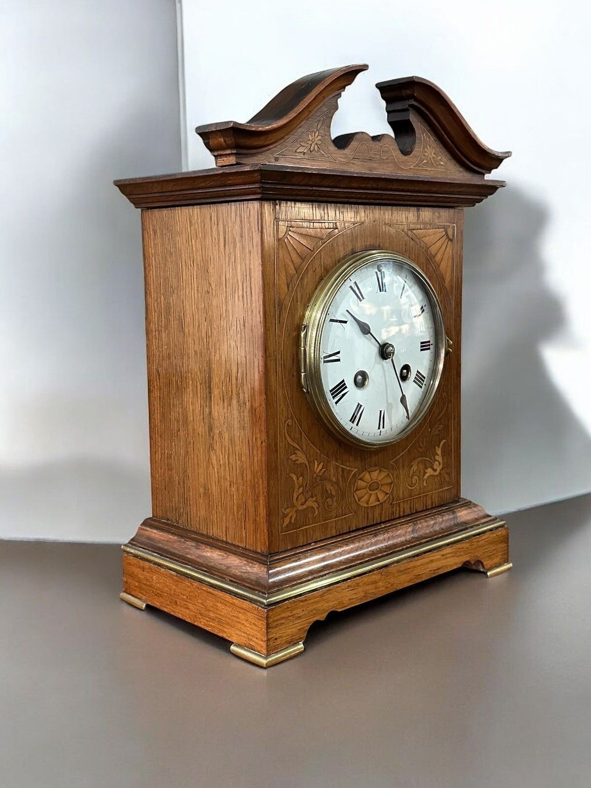 Outstanding Edwardian Inlaid Marquetry French Mantel Clock, Samuel Marti, Paris photo 395.0