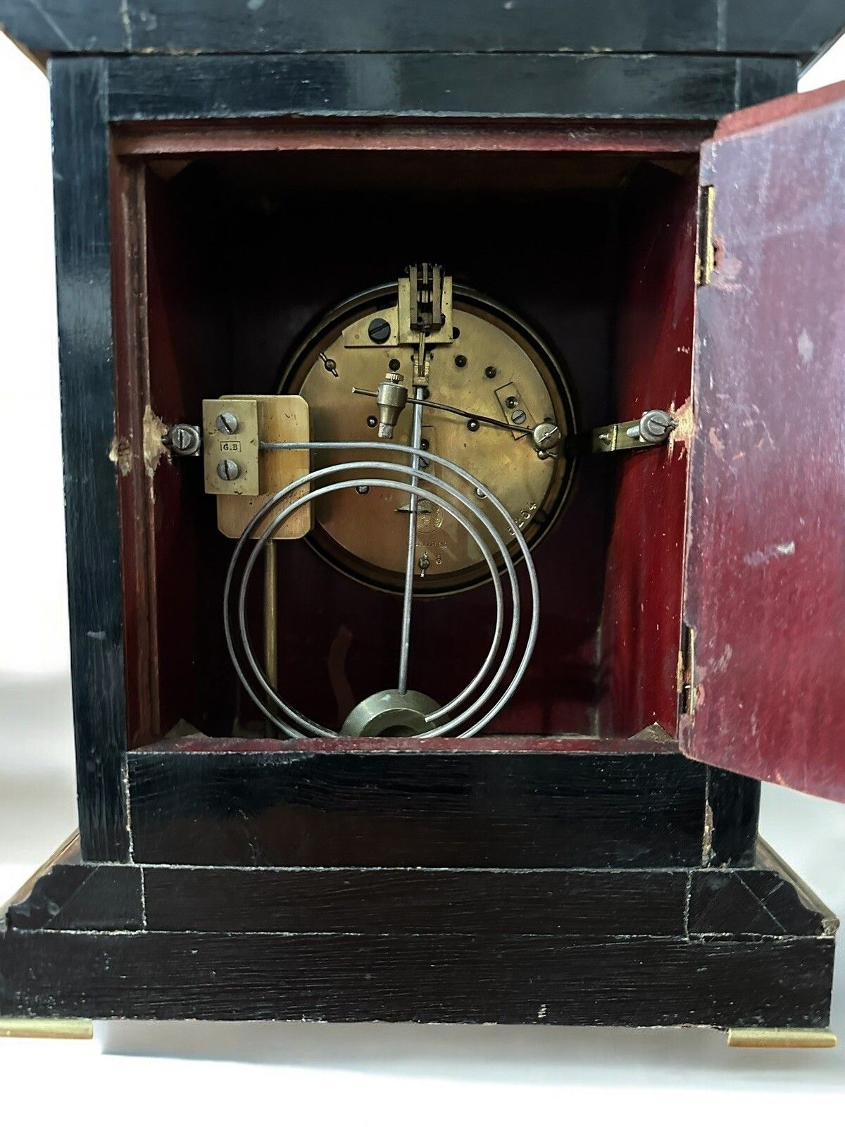 Outstanding Edwardian Inlaid Marquetry French Mantel Clock, Samuel Marti, Paris photo vintage