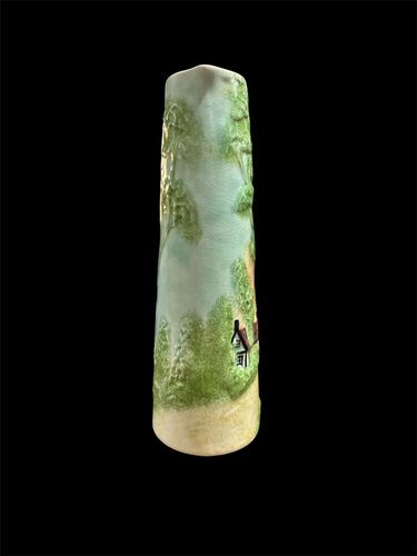 Radford England Art Deco Hand Painted Countryside Relief Tall Jug 11.25” Tall photo furniture