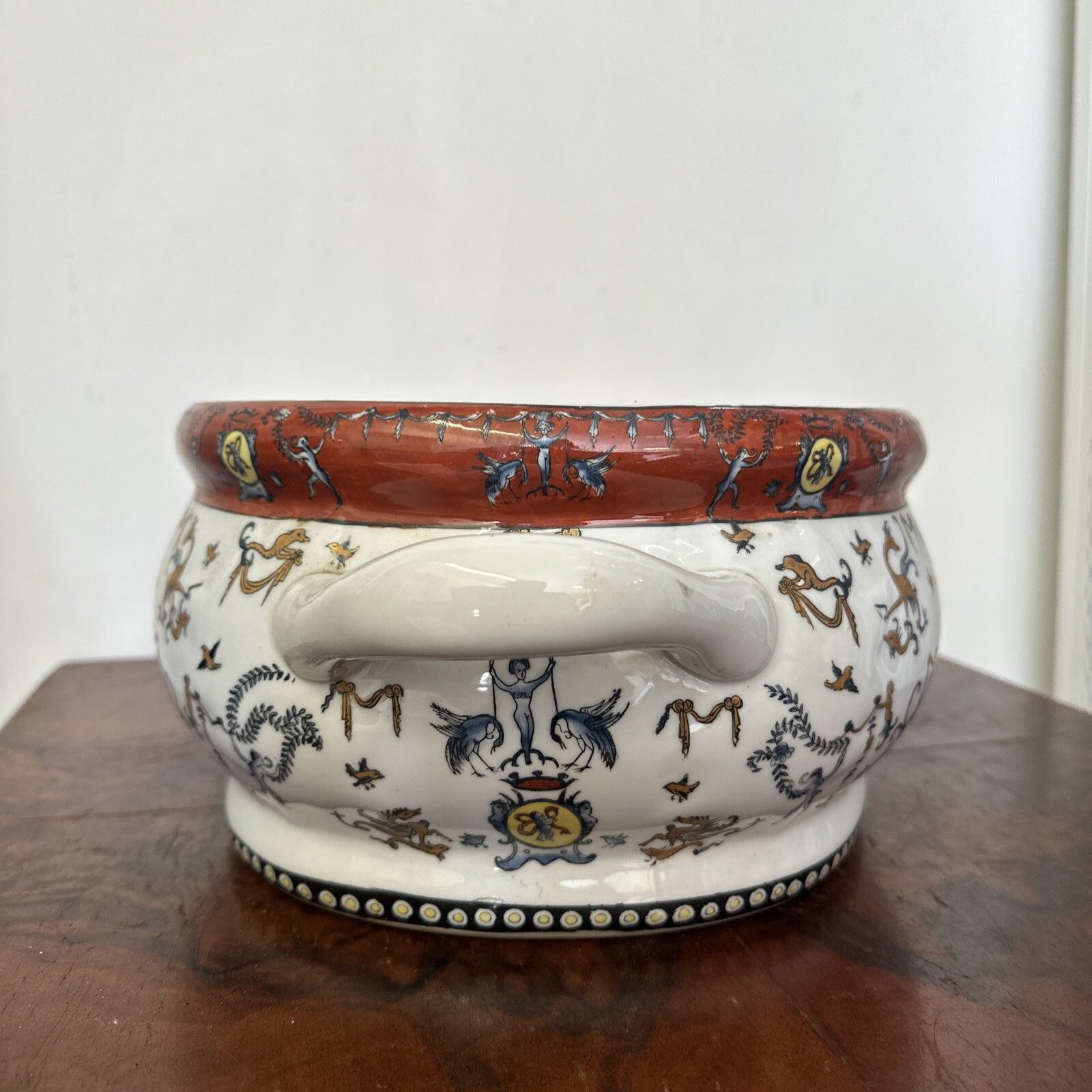 Chinese Toussi Court Badge Porcelain Plate Painted Art Pottery Large Centrepiece photo furniture