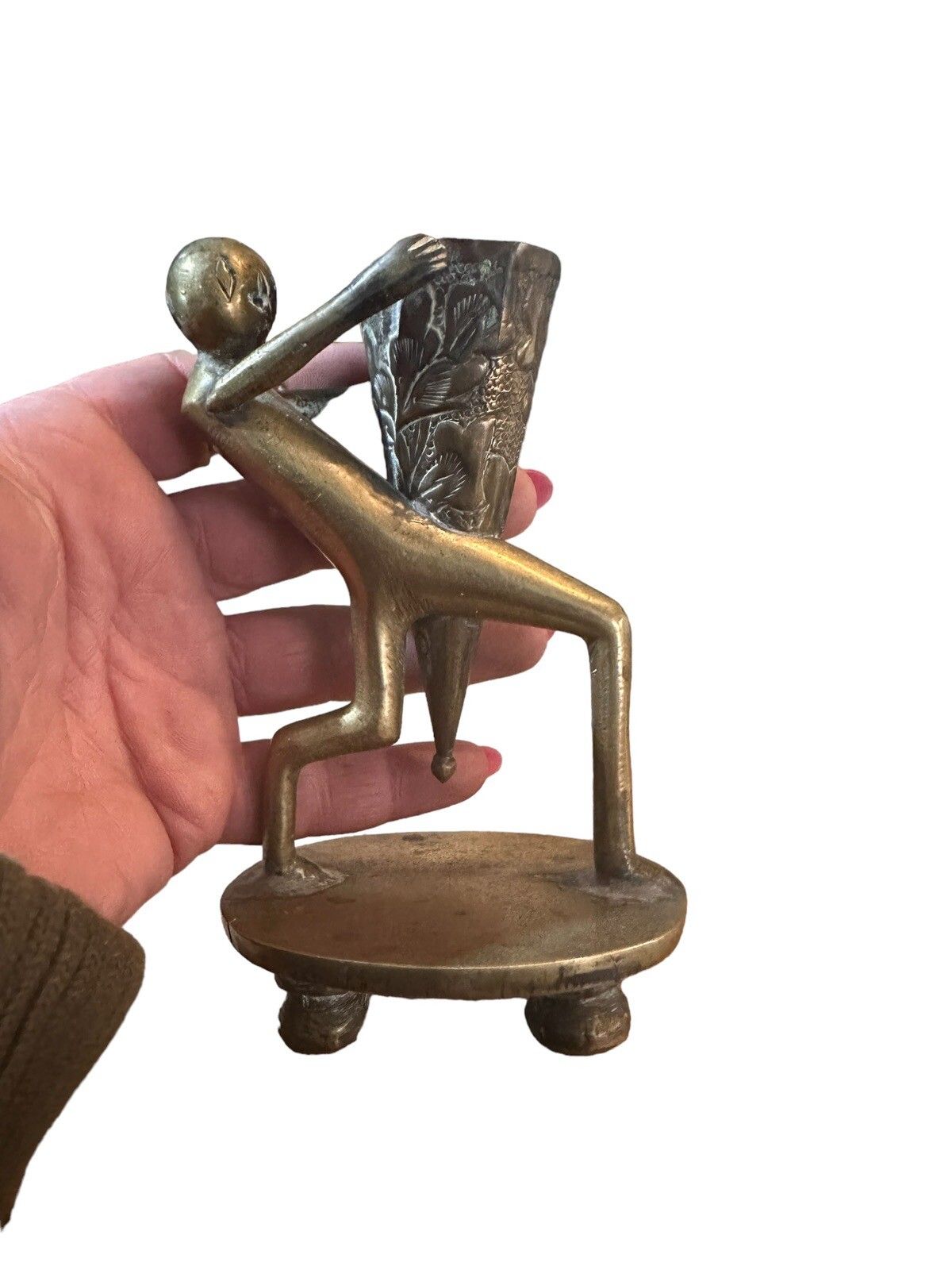 Vintage Bronze ? Brass Candle Holder Pen Pot Style Of Karl Hagenauer photo furniture