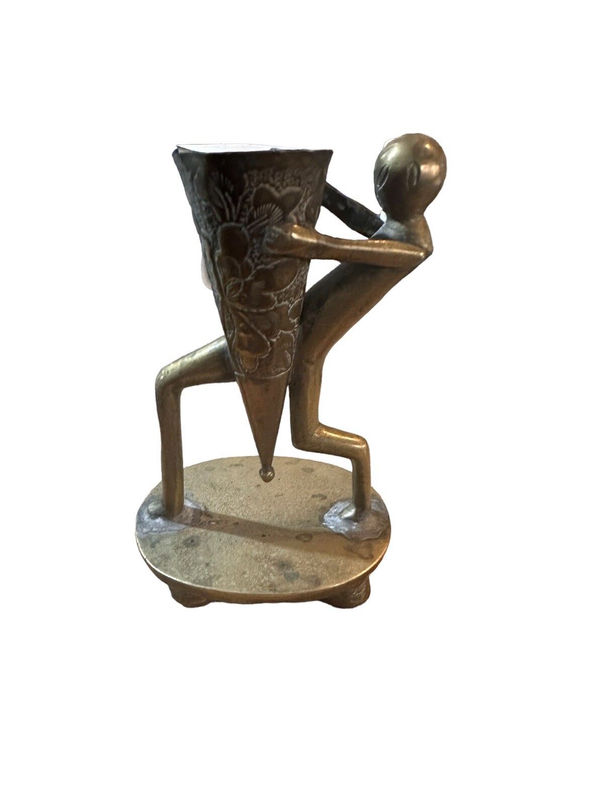 Vintage Bronze ? Brass Candle Holder Pen Pot Style Of Karl Hagenauer photo for sale