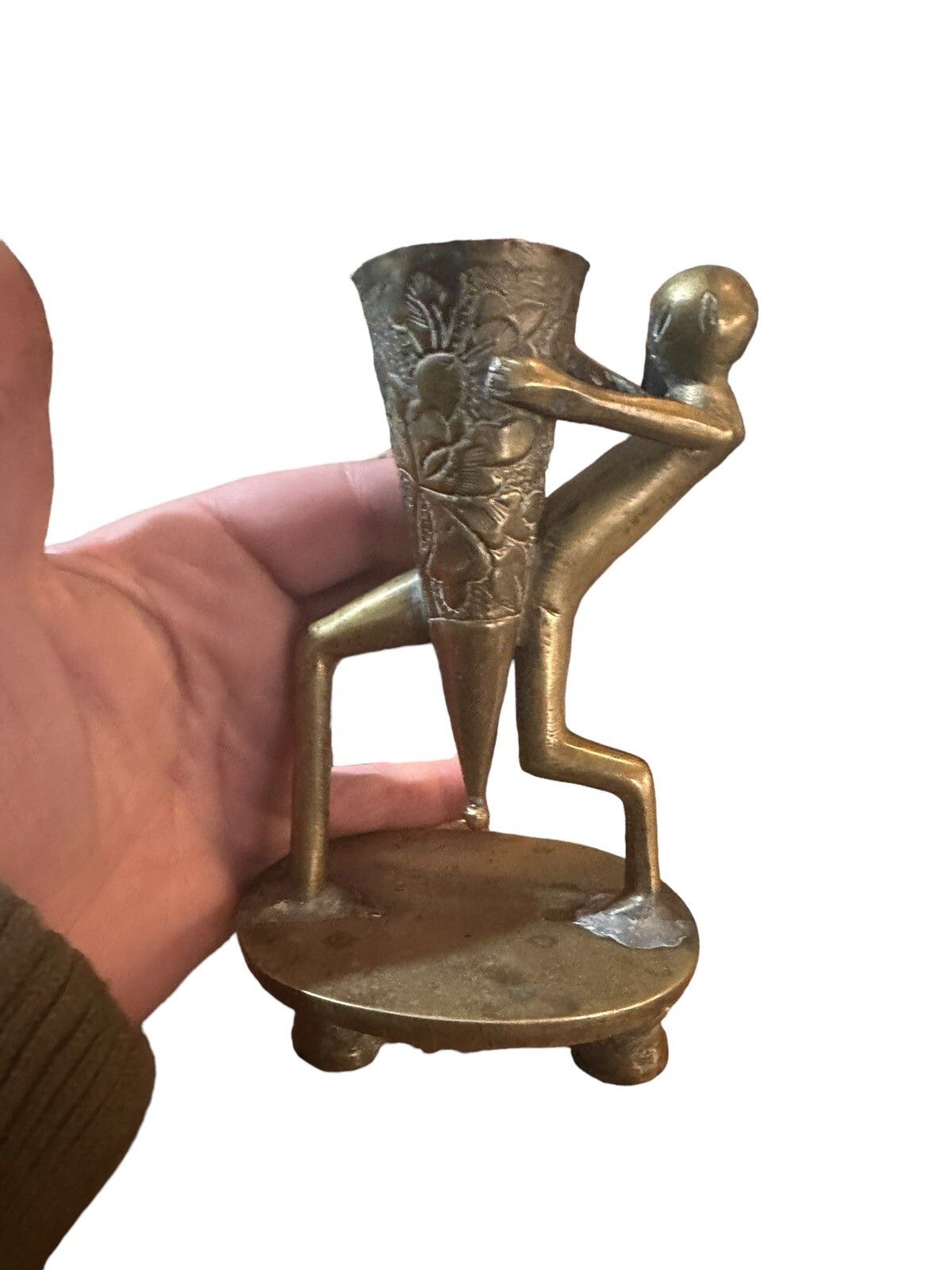 Vintage Bronze ? Brass Candle Holder Pen Pot Style Of Karl Hagenauer photo Home Decor