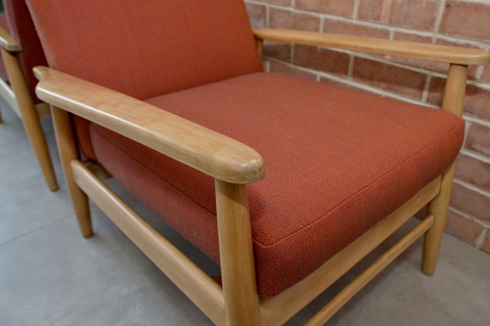 Pair Of Mid Century Scandinavian Teak Easy Chairs photo vintage