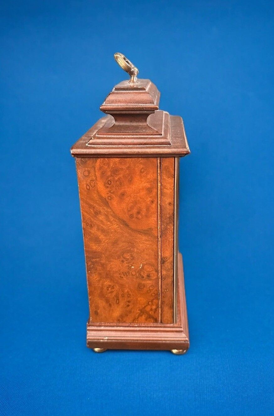 Miniature Bracket Clock By Elliott Of London Burr Walnut. Retailed By Garrard photo for sale