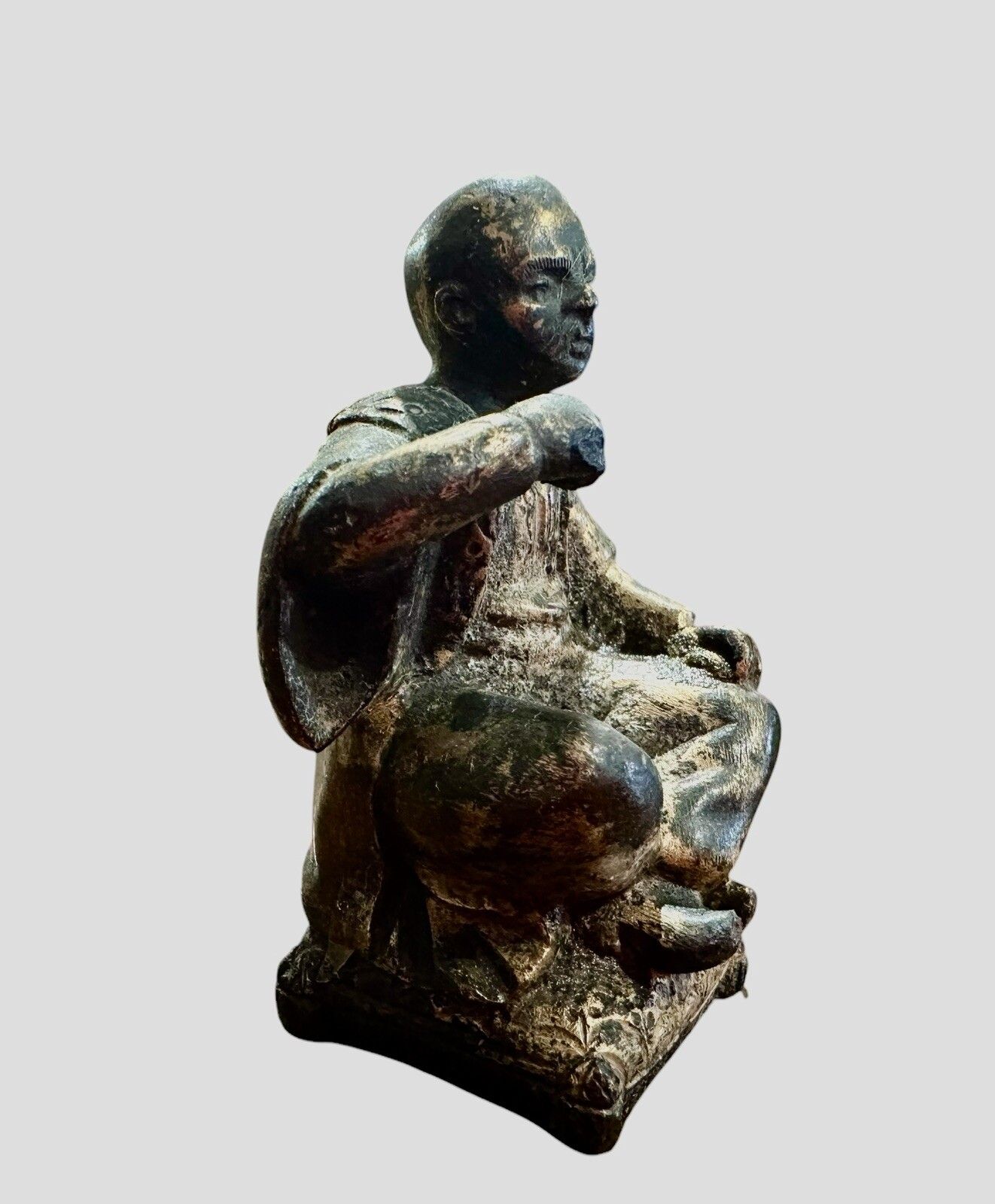 18th 19th Century Japan Japanese Bronze Sculpture Seated Man photo furniture