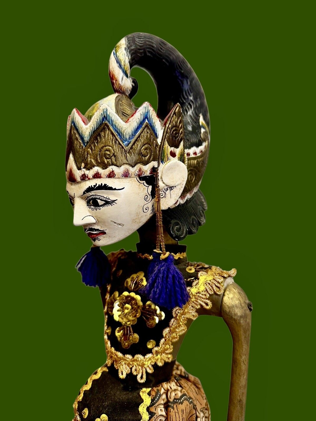Old Eastern Burmese Mationette Puppet Wooden Hand Painted & Carved 67cm High photo for sale