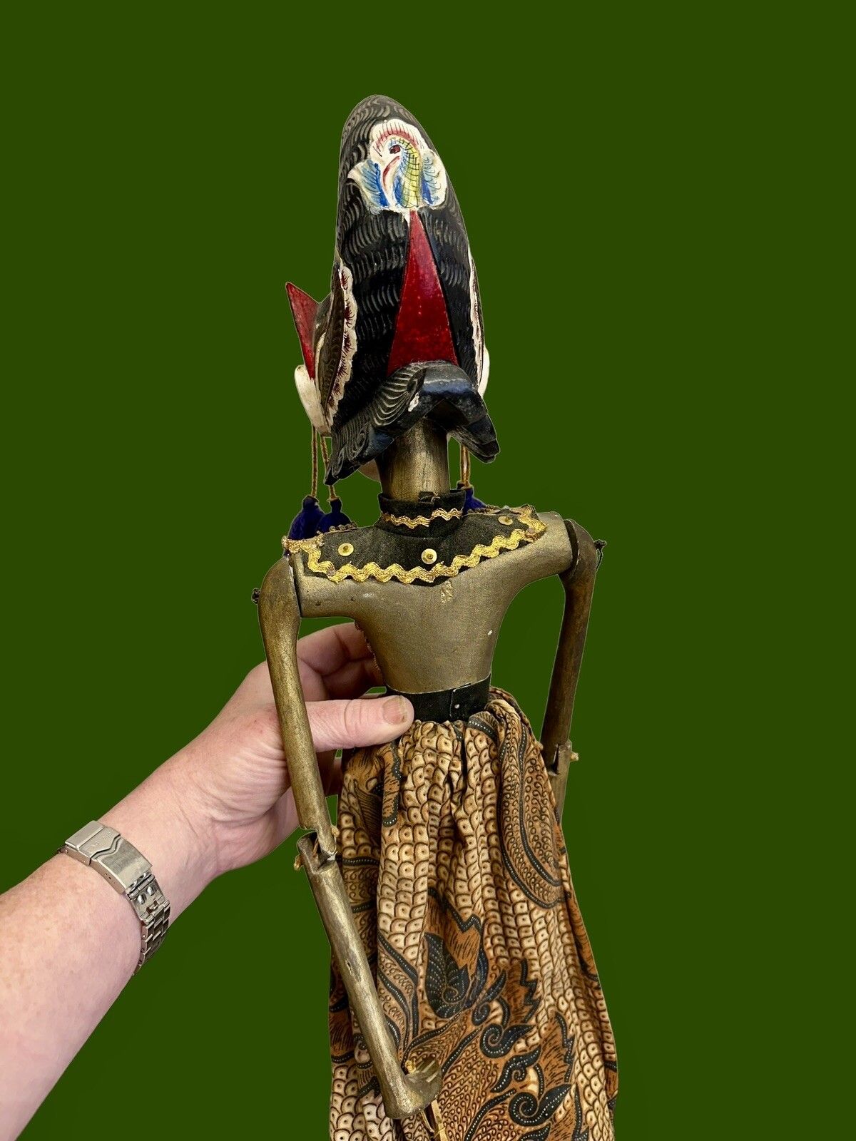 Old Eastern Burmese Mationette Puppet Wooden Hand Painted & Carved 67cm High photo vinterior