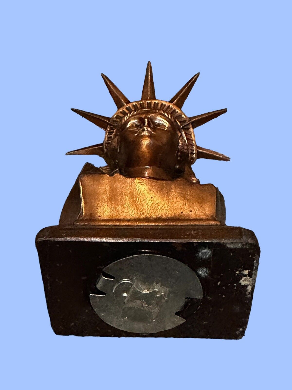 Cast Iron Bank, Statue Of Liberty Bust, Lberty State Bank photo vinterior