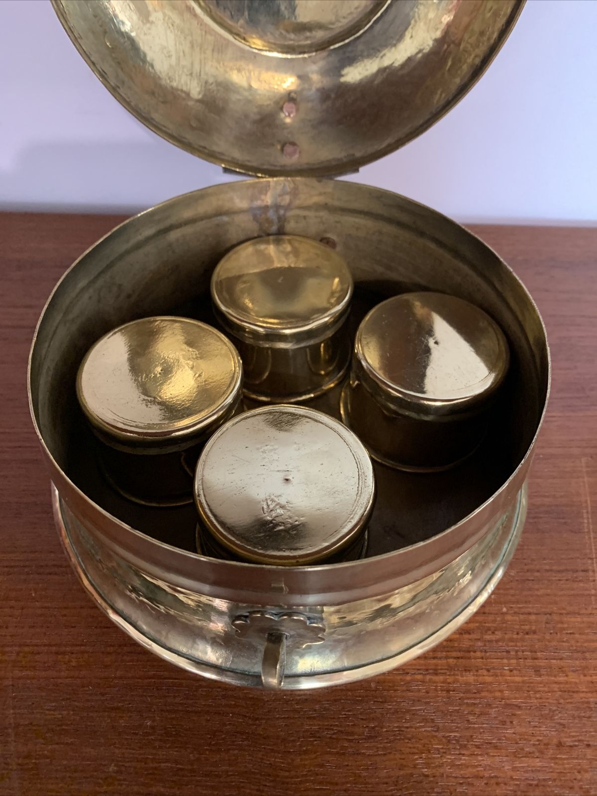 Antique 19th Century Asian Indian Spice Box With Contents Fantastic photo buy