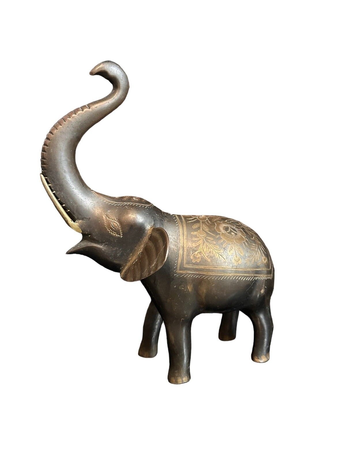 Mid Century C1970’s  Anglo Indian Heavy Brass Lucky Elephant Statue Figure photo for sale
