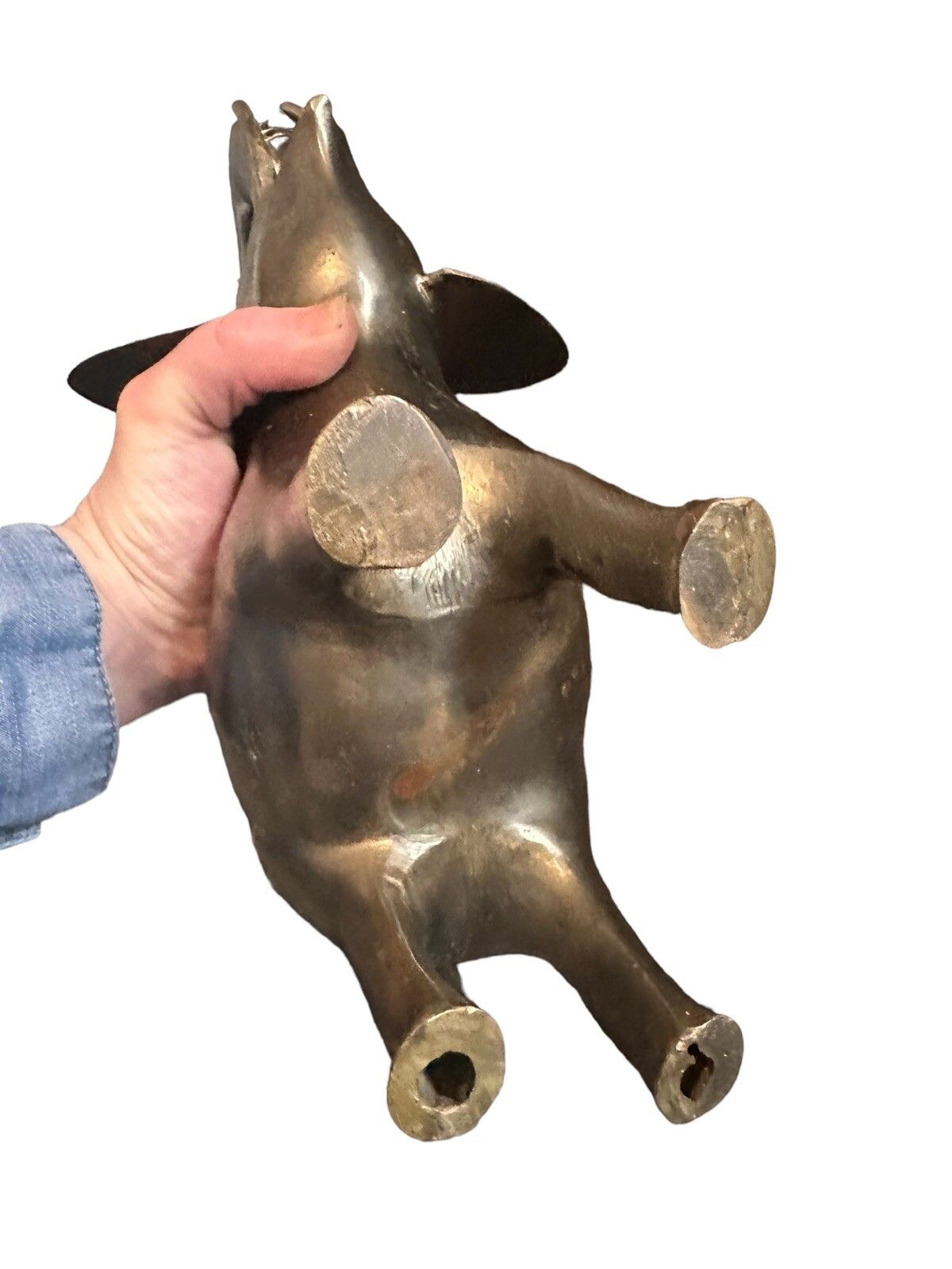 Mid Century C1970’s  Anglo Indian Heavy Brass Lucky Elephant Statue Figure photo 52.0