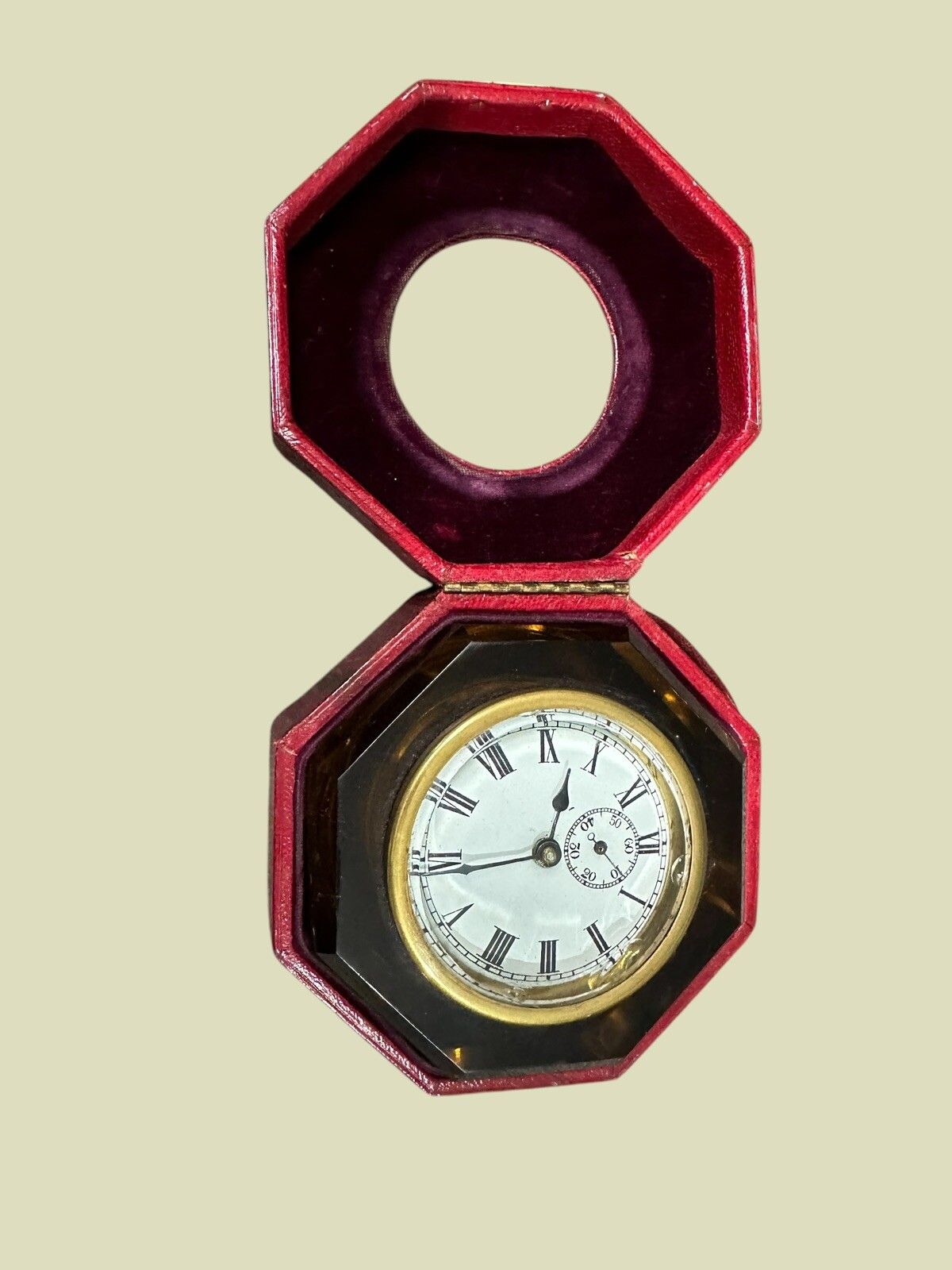 E.N. Welch 19th Century Victorian Art Glass Jewel Clock Paperweight With Case photo furniture