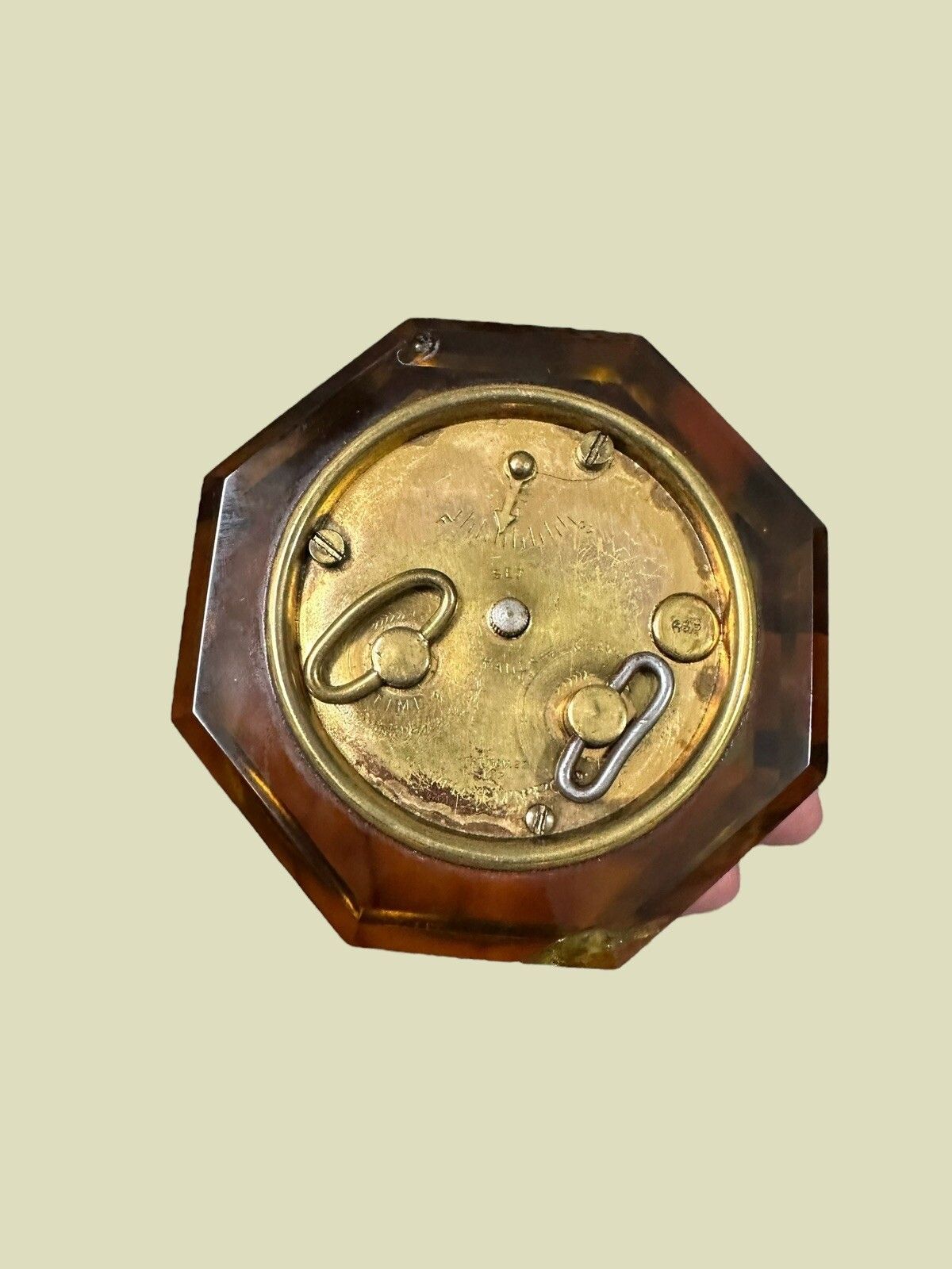 E.N. Welch 19th Century Victorian Art Glass Jewel Clock Paperweight With Case photo vintage
