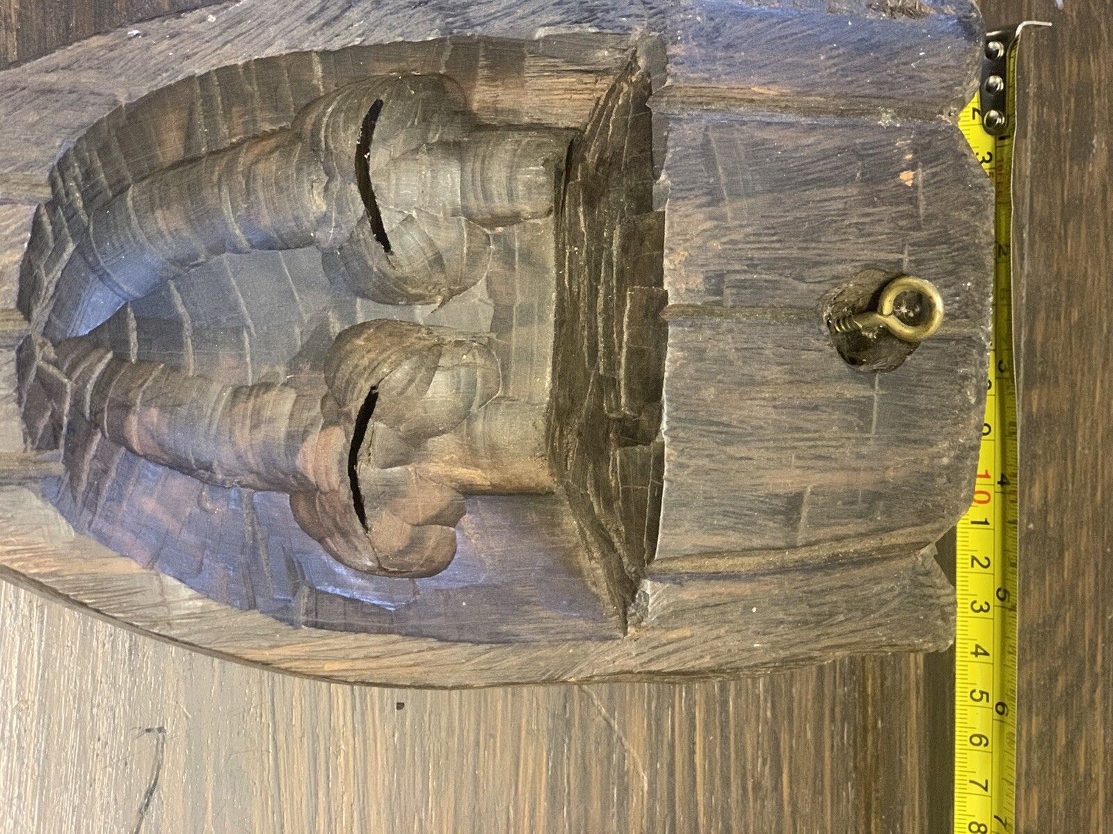 Antique Tribal African Wooden Bust Haitian Carved Hardwood Mask photo vinterior