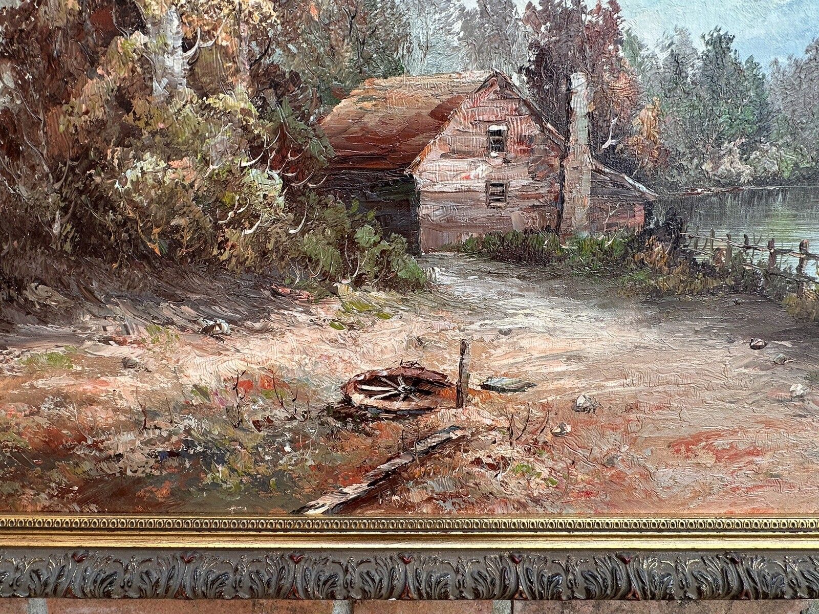 Original Oil Canvas  Painting Landscape Countryside Scene Signed 100 By 70cm photo for sale