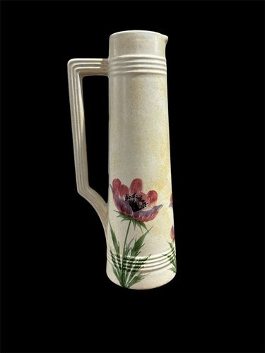 C1930’s E Radford England Art Deco Hand Painted Countryside 11” Tall Jug Vase photo vinterior