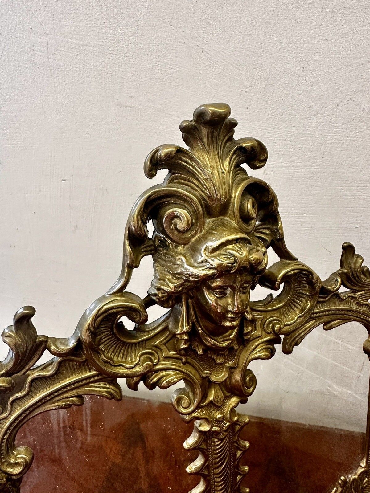 Superb Brass Cherub Putti Medusa Twin Rococo Easel Glazed Photo Frame photo for sale
