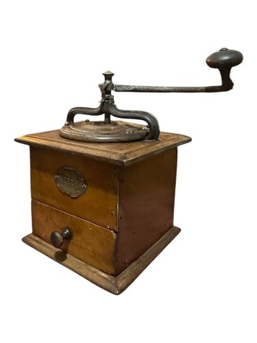 Allez Fred Antique Brass/Wood Hand Crank French Rustic Coffee Grinder/Mill