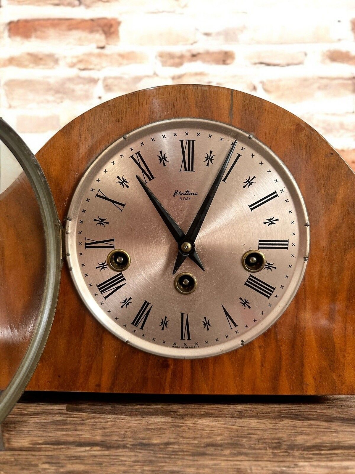 C1950’s German 'Bentima' Balance Wheel Mantel Clock With Westminster Chimes photo for sale