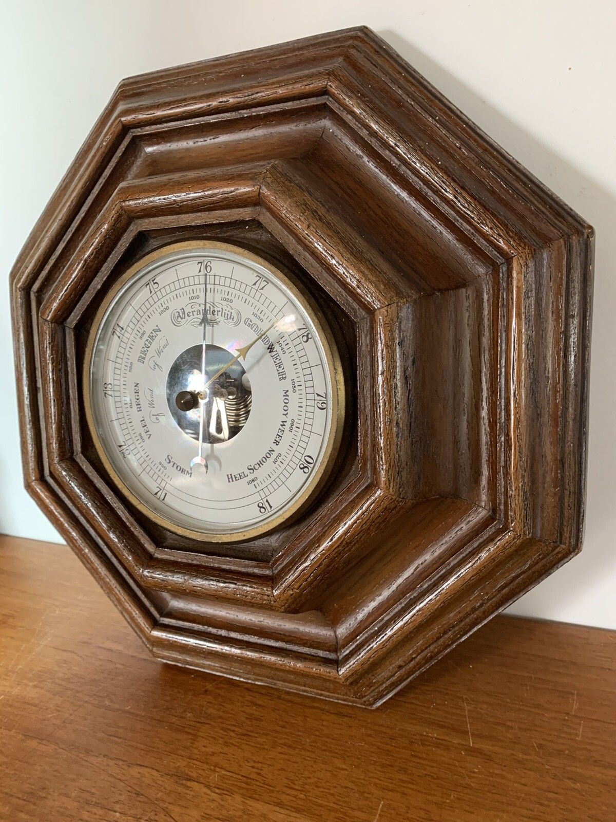 Antique Original Superb Quality German Veranderlik Barometer Oak Cased