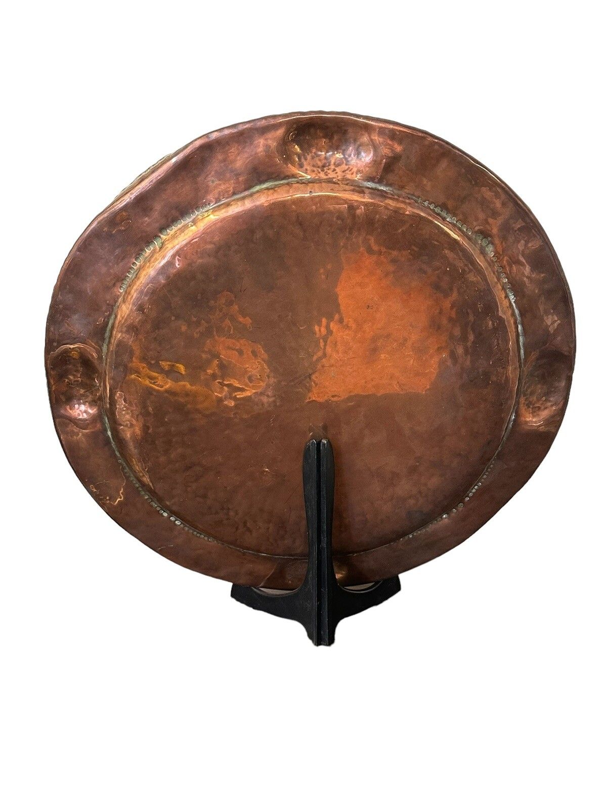Antique Folk Art Copper Charger Plate Early 19th Century 14.5” Diameter photo Home Decor