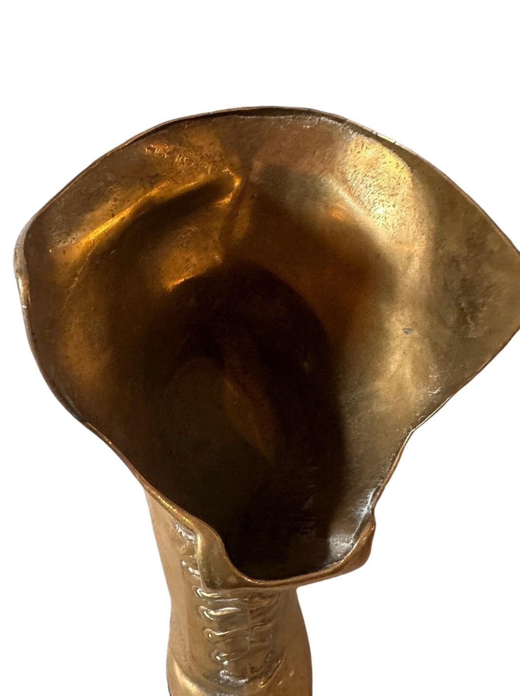 Large Heavy Antique Brass Victorian Ladies Boot Vase Superb 24cm photo vinterior