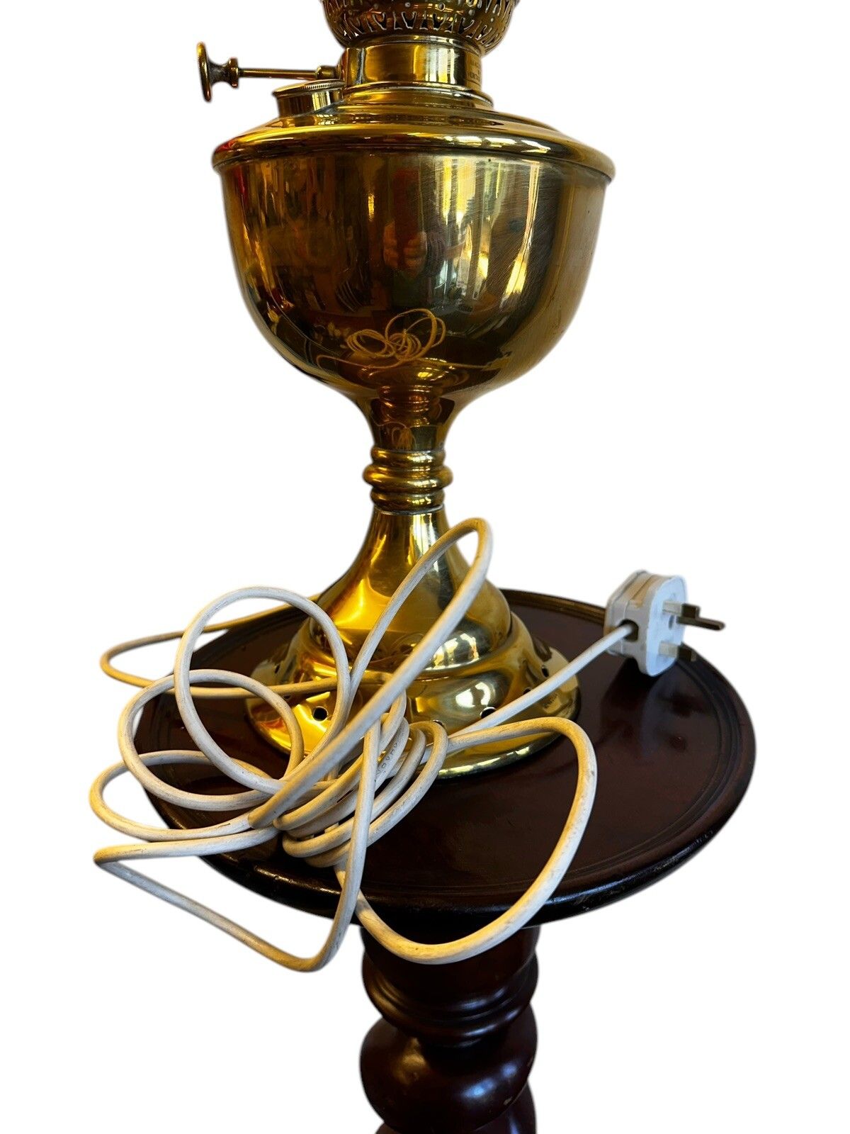 photo furniture Table Lamp Antique Veritas Brass Oil Lamp British Lamp Converted To Electric