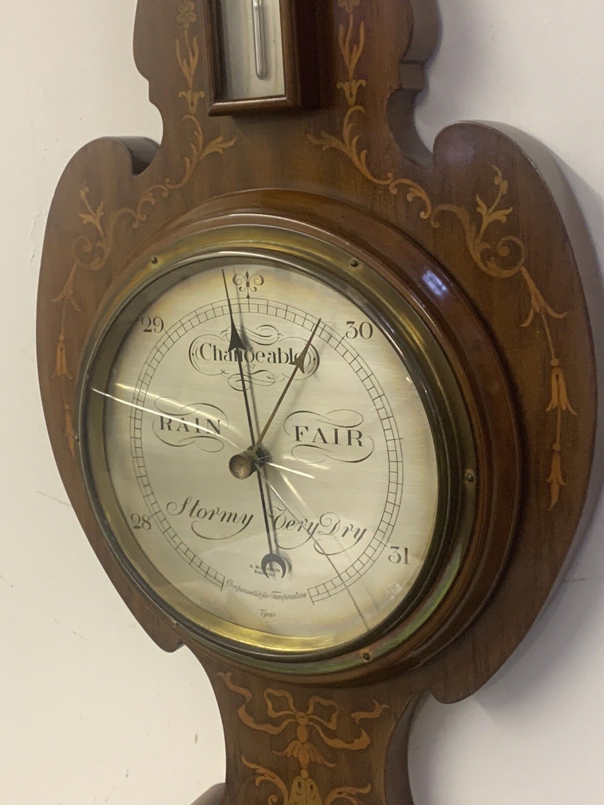 Antique 19th Century A Williams Rochdale Magnificent Inlaid Marquetry Barometer photo for sale