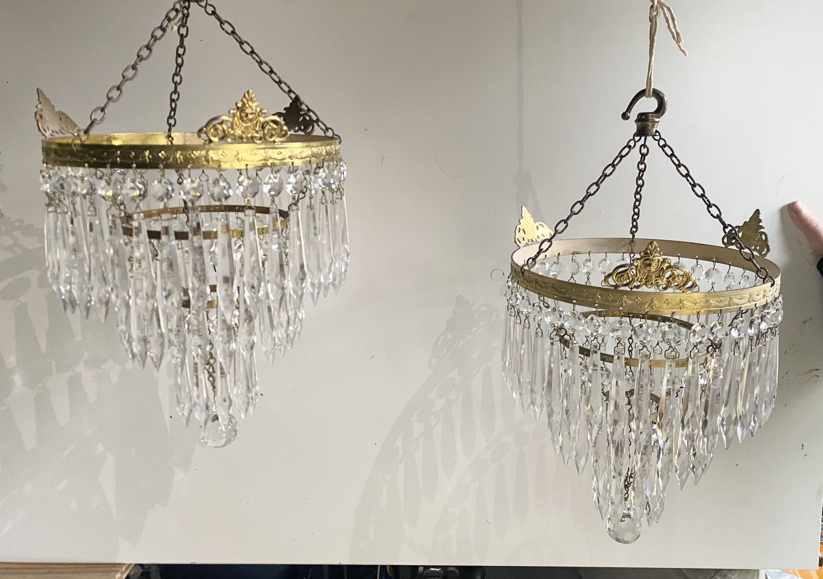 Gorgeous Pair Of Antique Icicle Drop Chandeliers photo furniture