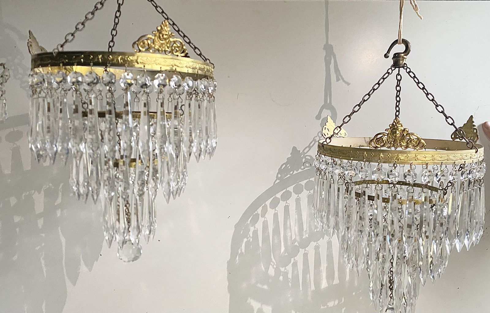 Gorgeous Pair Of Antique Icicle Drop Chandeliers