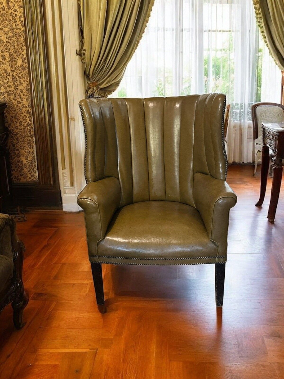 Butlers Wingback Armchair George III Style Leather Upholstered  Superb Quality