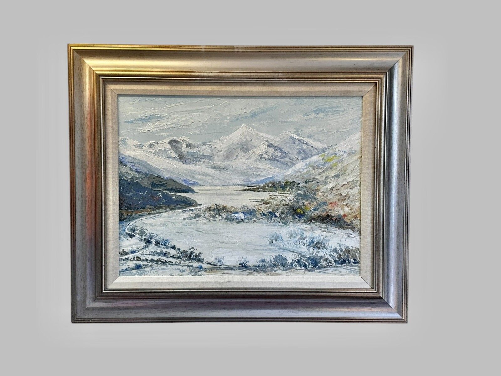 Mid Century Mountain Landscape Impasto Oil Painting 69cm By 57cm