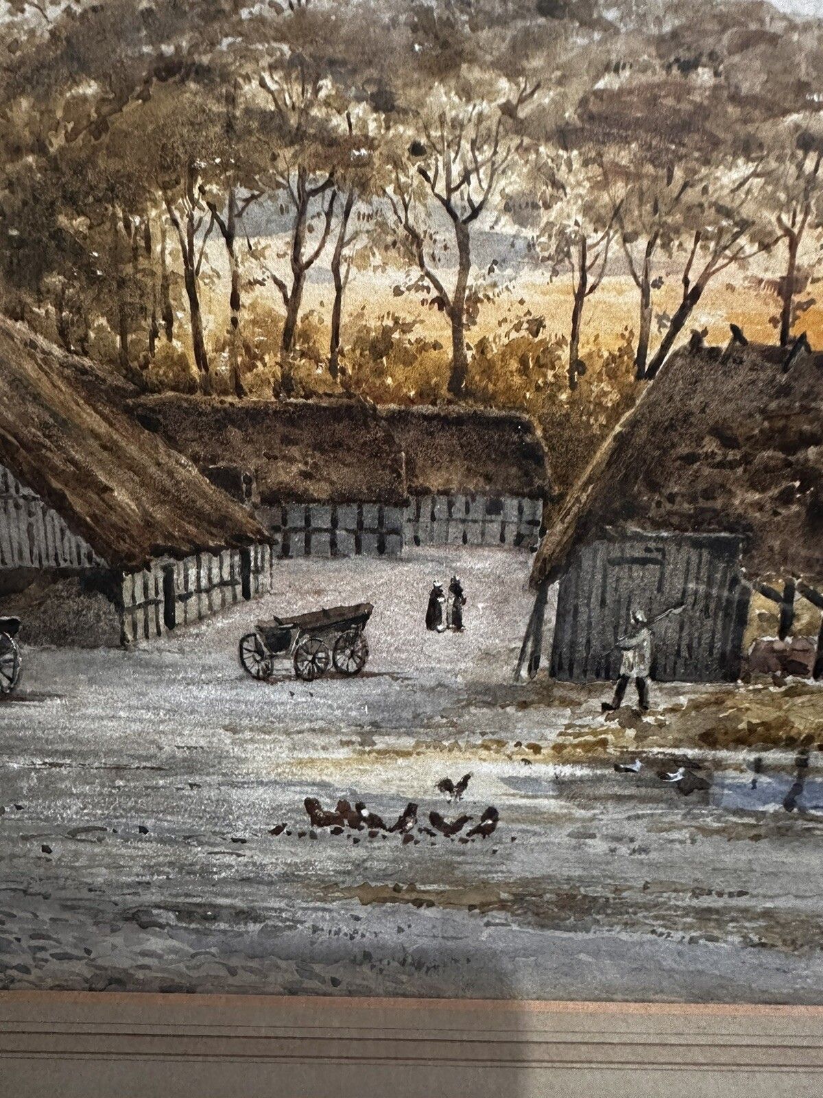 19th Century Framed English School Watercolour Of A Working Farm  Signed 55 X 43 photo for sale