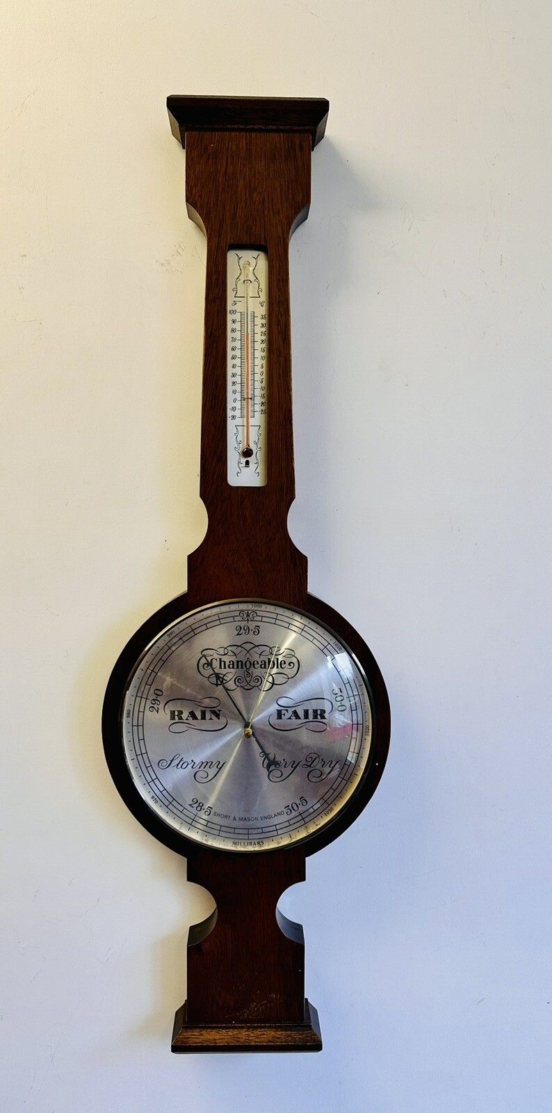 Short & Mason England Quality Aneroid Banjo Barometer photo furniture