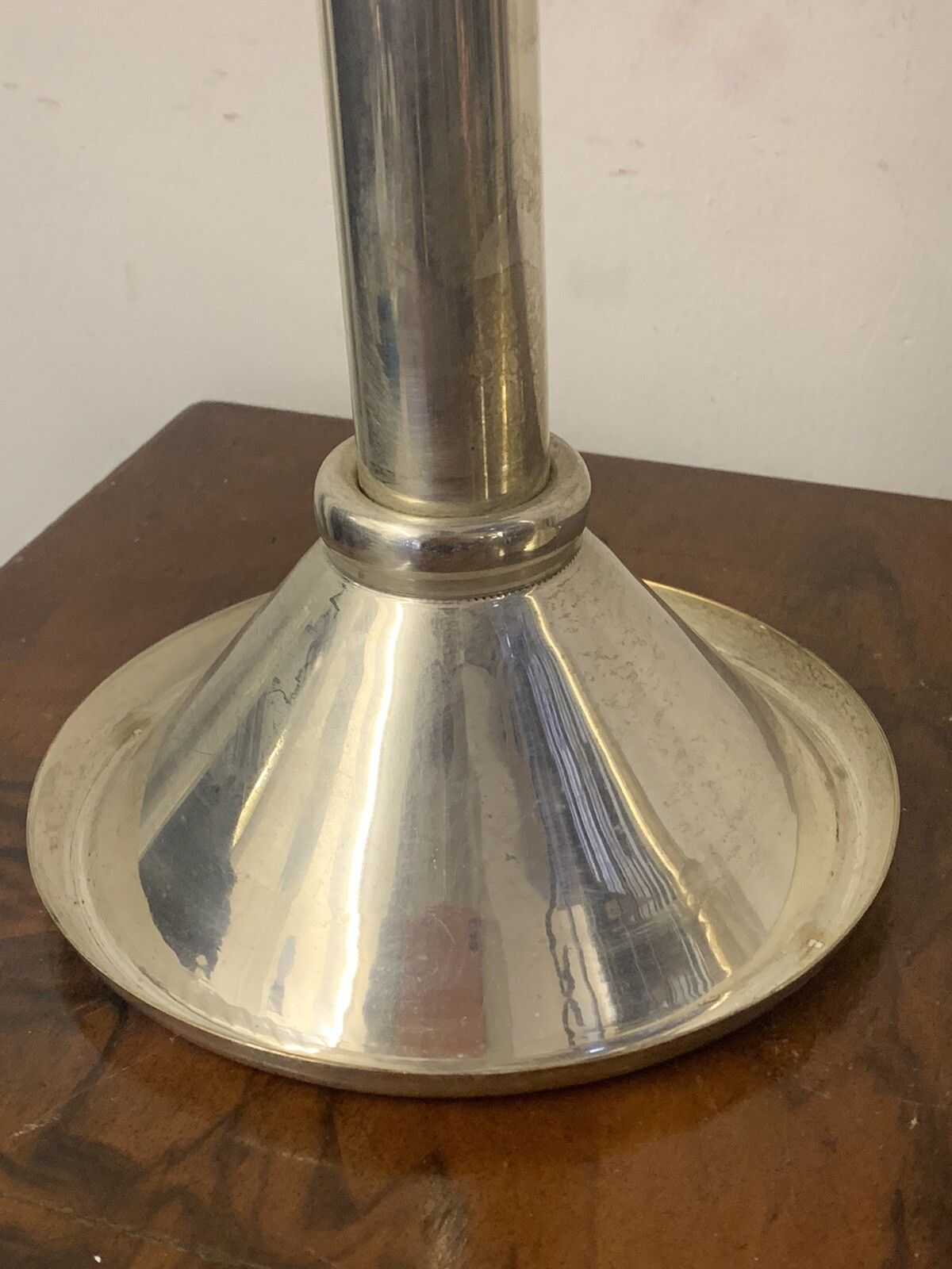 Pair Of Quality Antique Column Church Silverplated Candlesticks￼ 16” High photo for sale