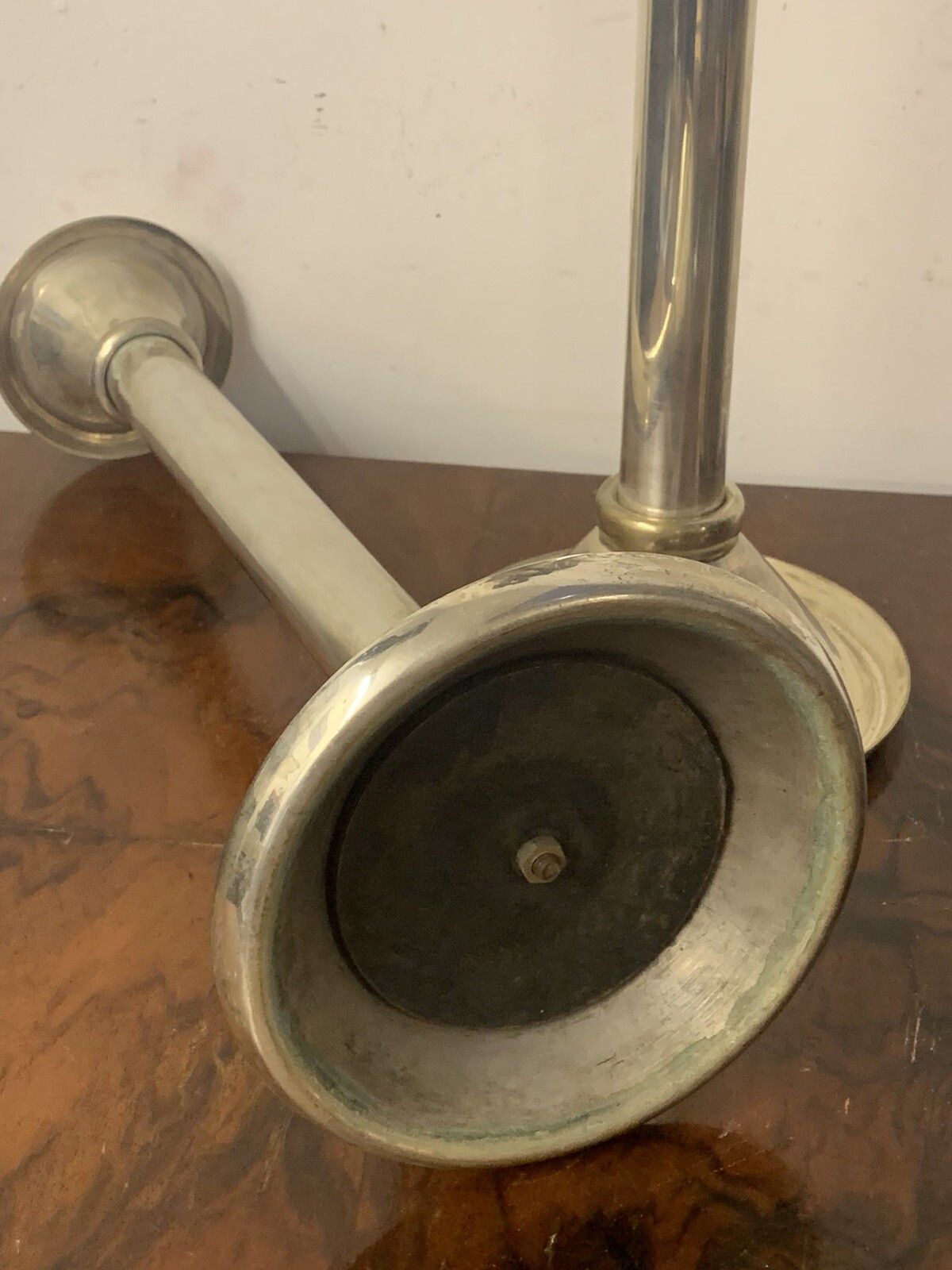 Pair Of Quality Antique Column Church Silverplated Candlesticks￼ 16” High photo 125.0
