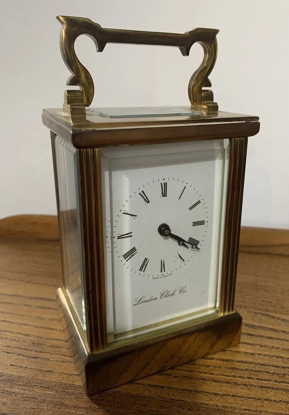 Vintage Top Quality London Clock Co 11 Jewel Brass Carriage Clock Bevelled Glass